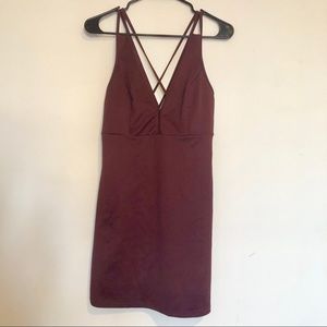 Strappy maroon bodycon dress
